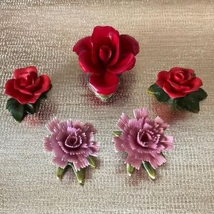 Set of 5 small flowers Light Purple Carnations are hand painted